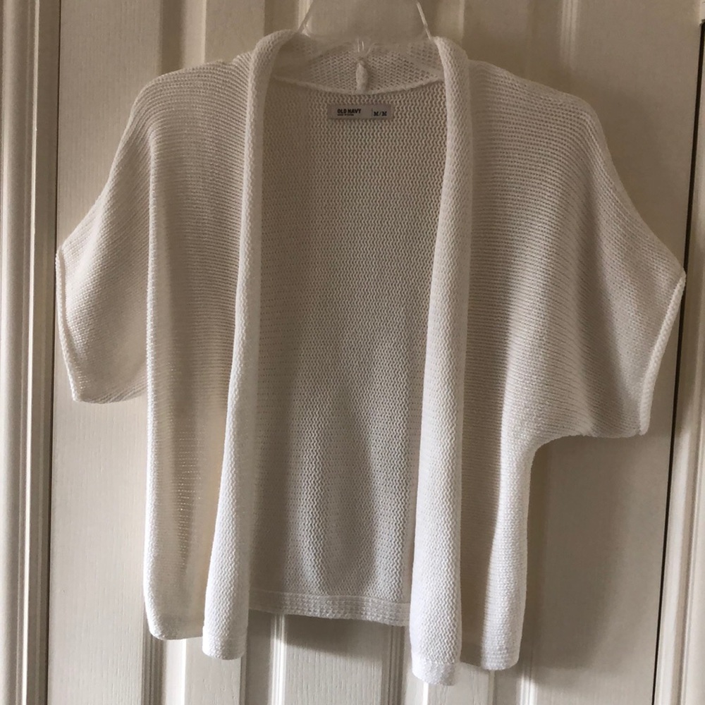 Old Navy Cream Open-Front Short Sleeve Knit Cardigan